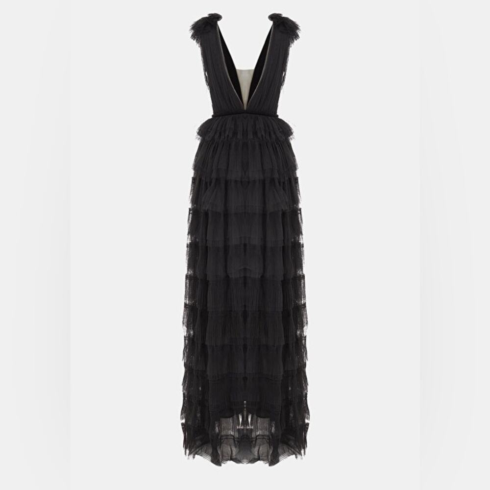 SAU LEE Sabrina V-Neck A-Line Tulle Gown - Picture 3 of 6